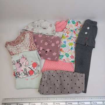 Oblečení - dívčí letní set: mikina s kapucí, triko, šatky, kalhoty vel. 3roky, 9ks